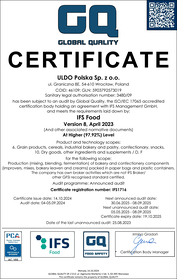 ULDO Certificate IFS FOOD EN v8 2024
